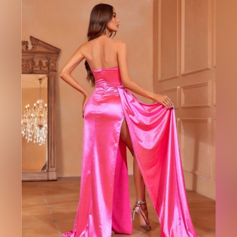 Brand New Hot Pink Formal/Holiday Dress with Slit and Train